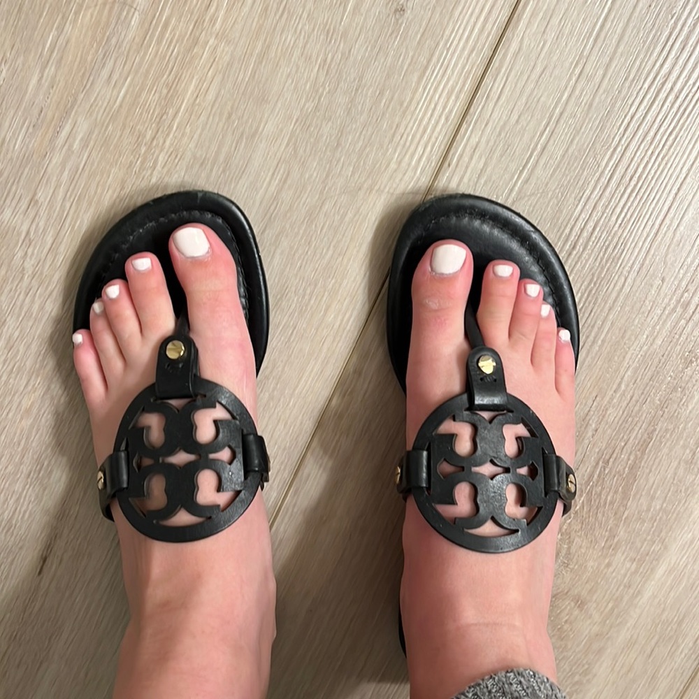 Matte black Tory Burch sandals